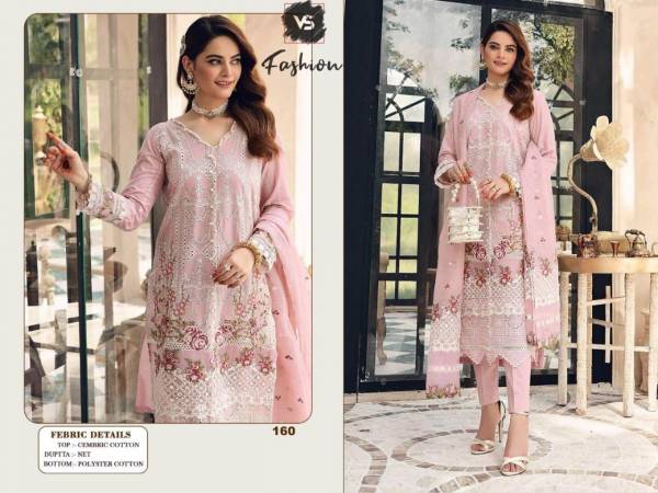 Vs Fashion 160 Fancy Festive Wear Cambric Cotton Pakistani Salwar Kameez Collection